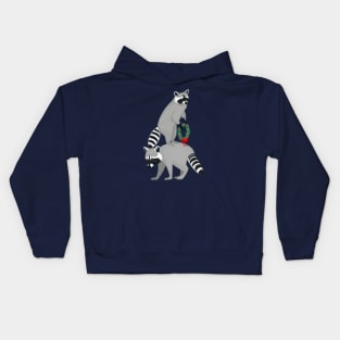 Raccoons Deck The Door Before The Christmas Kids Hoodie